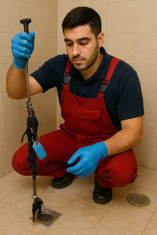 خارج کردن وسایل از فاضلاب حمام