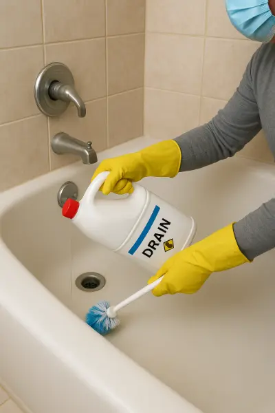 تمیز کردن کفشور حمام با مواد شیمیایی