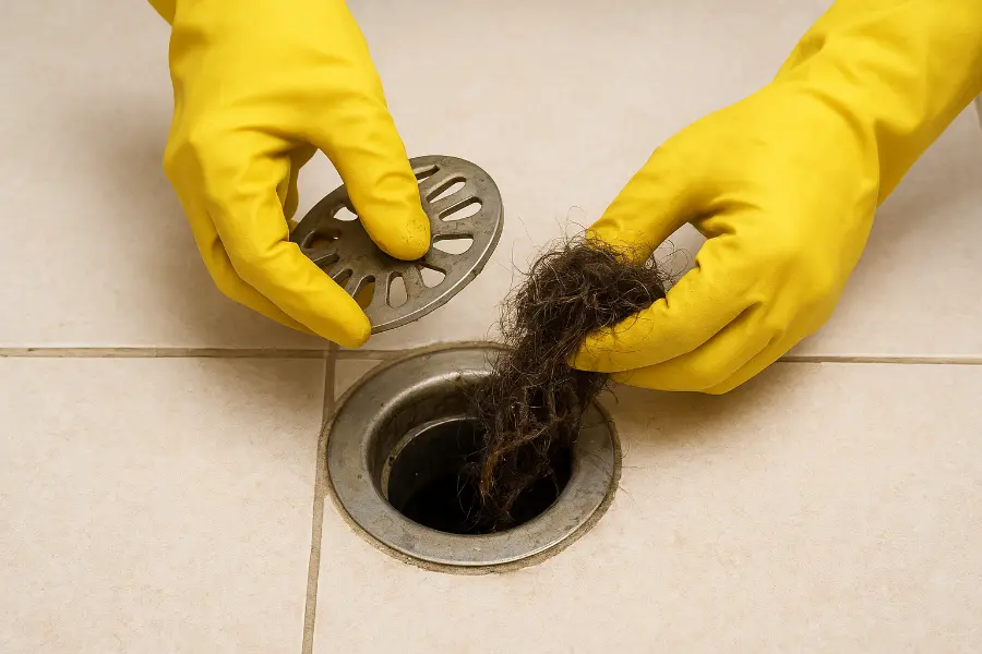 تمیز کردن موهای کفشور حمام