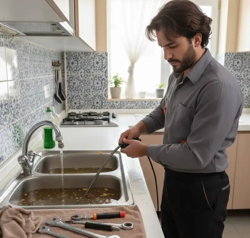 لوله بازکنی با دستگاه قوی برای لوله‌های قدیمی در محله تختی