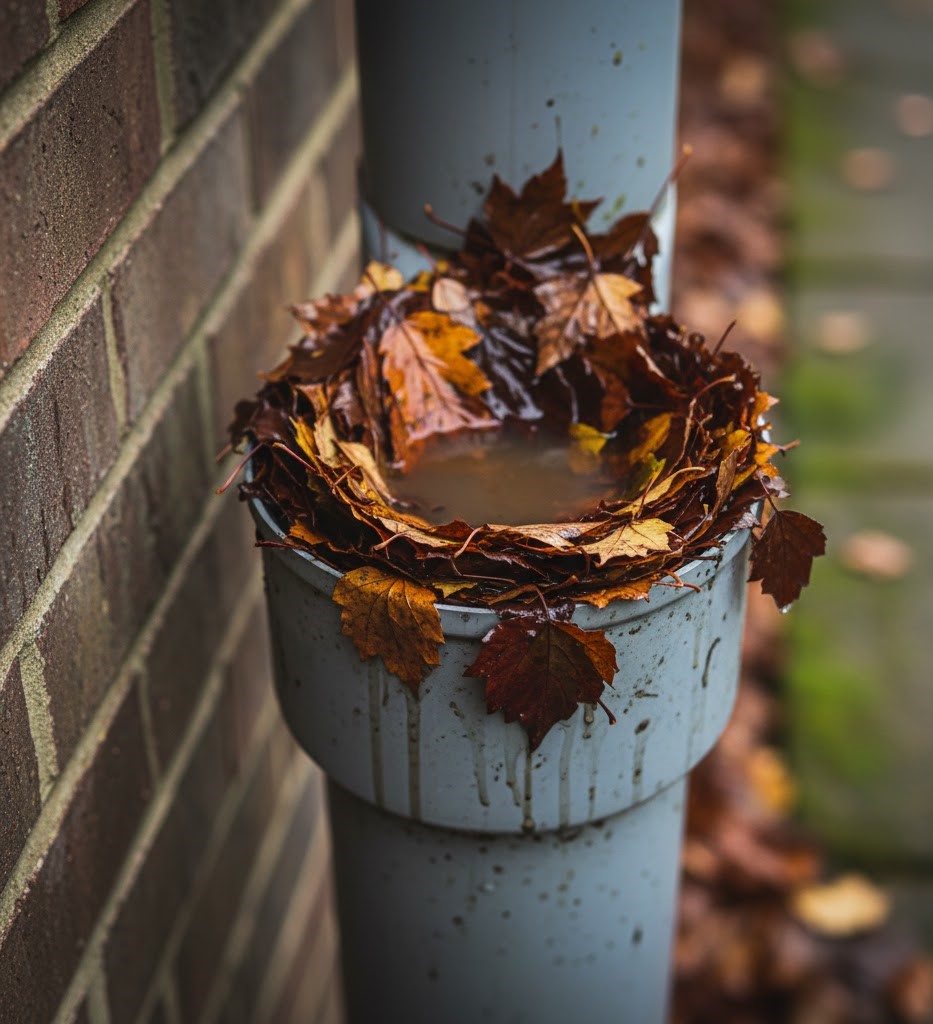 گرفتگی لوله توسط برگ پاییزی