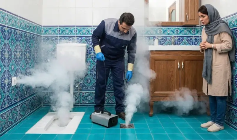 پیدا کردن مشکل بوی فاضلاب با تست دود