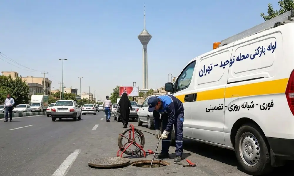 رفع گرفتگی لوله فاضلاب میدان توحید
