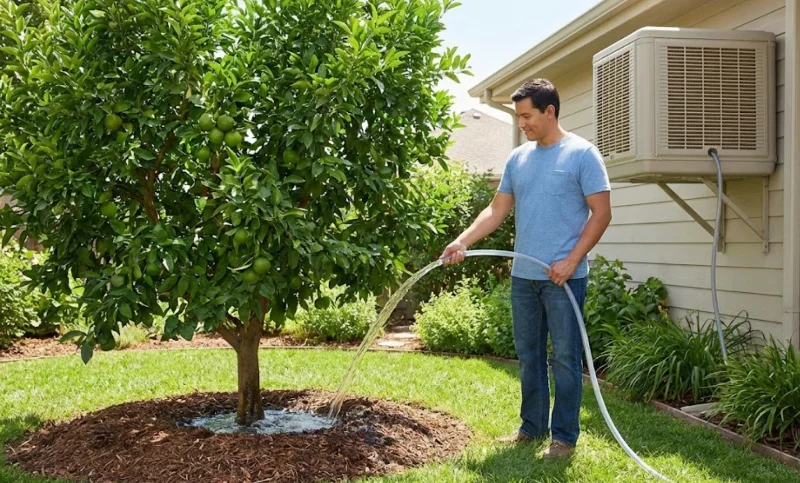 آبیاری باغچه با آب کولر آبی