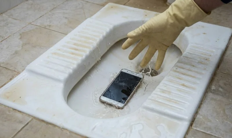 افتادن گوشی در توالت