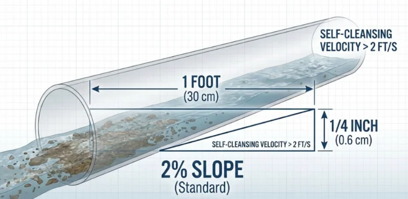 شیب استاندارد لوله فاضلاب