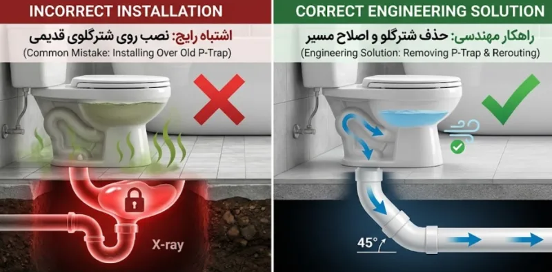 اشتباه تبدیل توالت ایرانی به توالت فرنگی