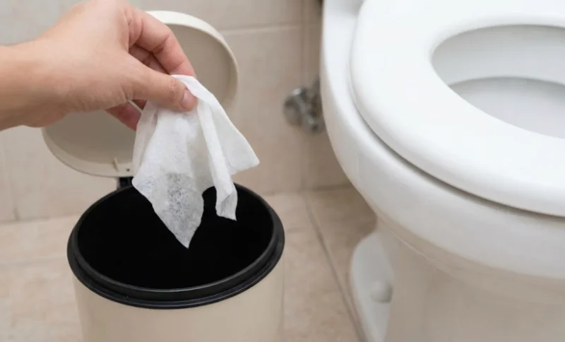 انداختن دستمال کاغذی در سطل آشغال